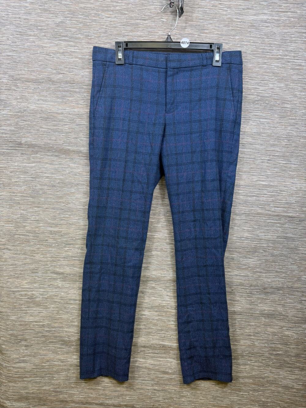 Banana Republic Ryan Glendplaid Pants Womens Size 8 Navy Combo Mid Rise Stretch
